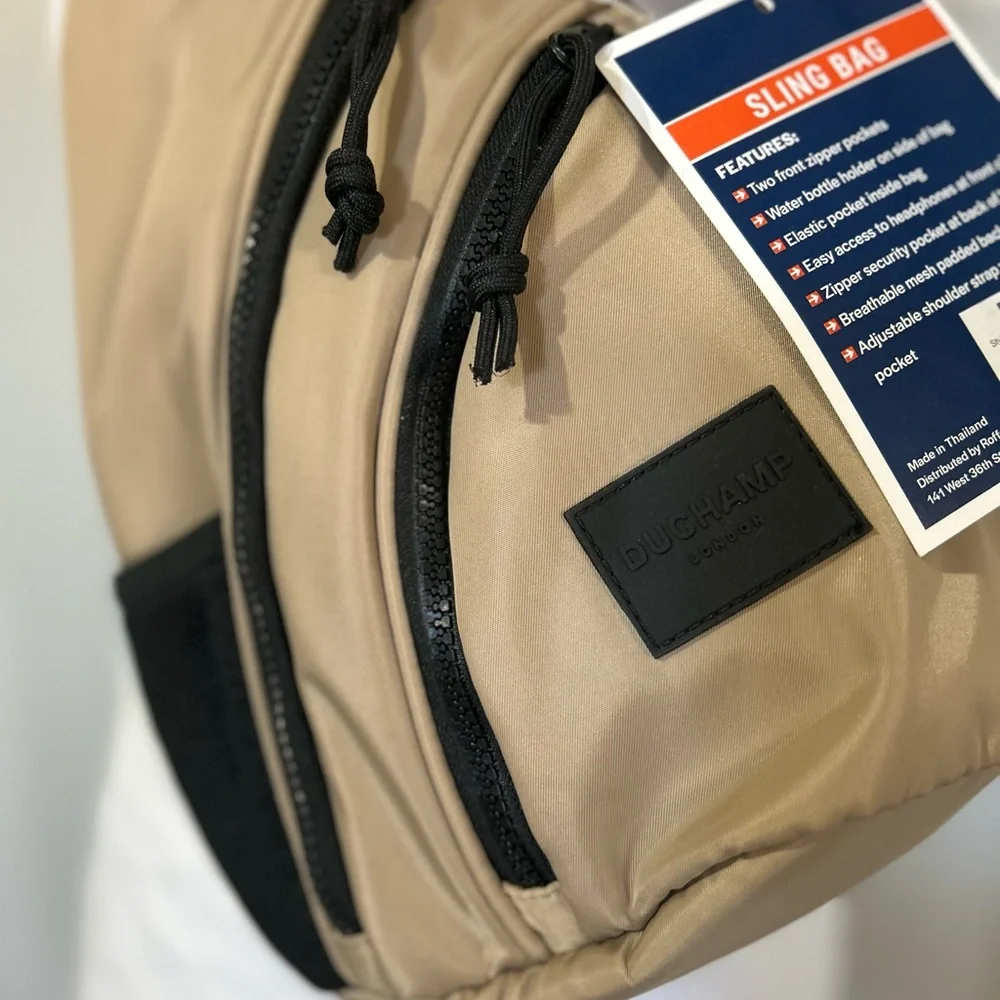 Duchamp London Unisex Crossbody Sling Bag Backpack Tan black - Picture 2 of 6